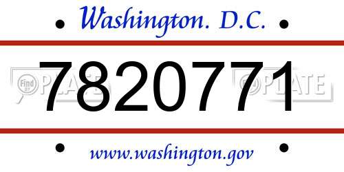7820771 District Of Columbia License Plate