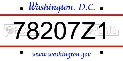 78207Z1 District Of Columbia License Plate