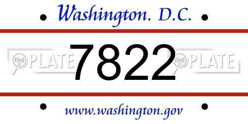 7822 District Of Columbia License Plate