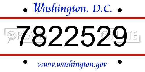 7822529 District Of Columbia License Plate