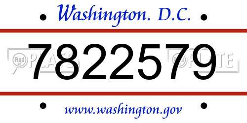 7822579 District Of Columbia License Plate