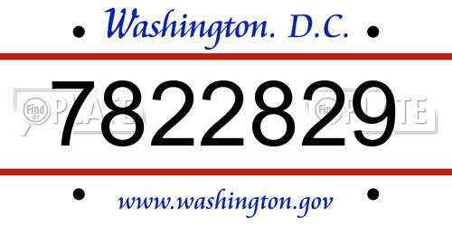 7822829 District Of Columbia License Plate