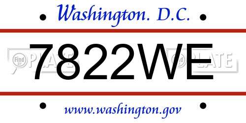 7822WE District Of Columbia License Plate