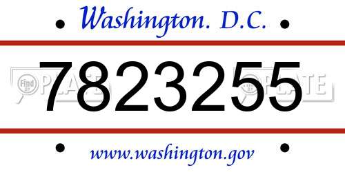 7823255 District Of Columbia License Plate
