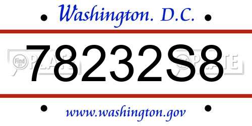 78232S8 District Of Columbia License Plate
