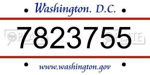 7823755 District Of Columbia License Plate