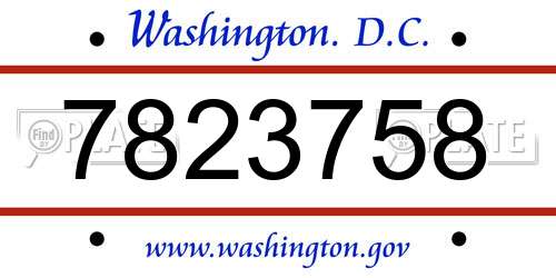 7823758 District Of Columbia License Plate