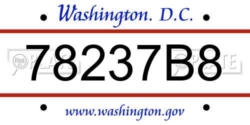 78237B8 District Of Columbia License Plate