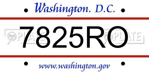 7825RO District Of Columbia License Plate