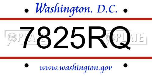 7825RQ District Of Columbia License Plate