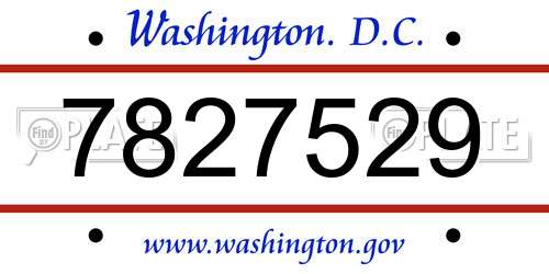 7827529 District Of Columbia License Plate