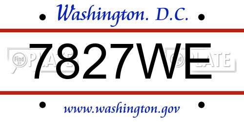 7827WE District Of Columbia License Plate