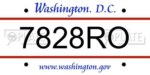 7828RO District Of Columbia License Plate