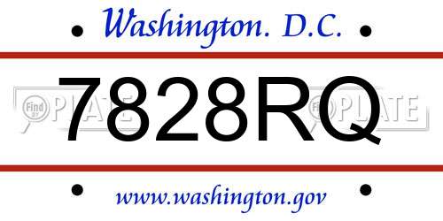 7828RQ District Of Columbia License Plate