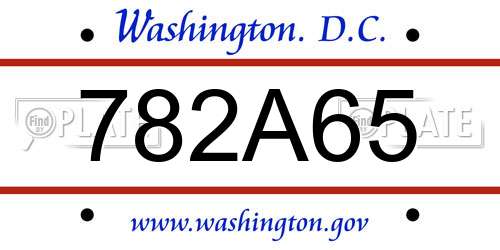782A65 District Of Columbia License Plate