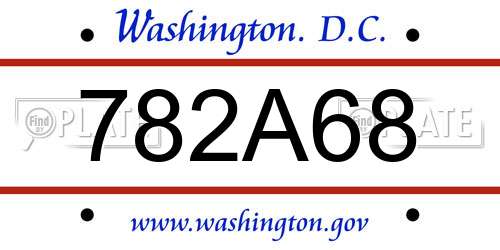 782A68 District Of Columbia License Plate