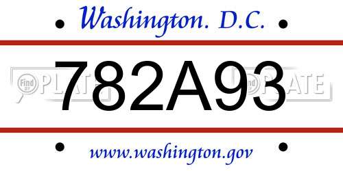 782A93 District Of Columbia License Plate