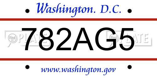 782AG5 District Of Columbia License Plate