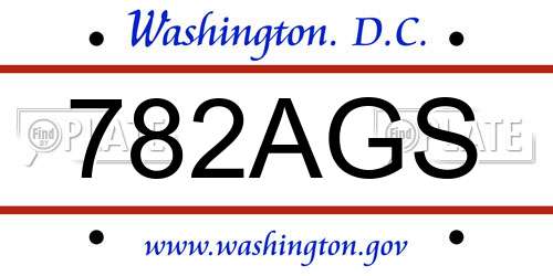 782AGS District Of Columbia License Plate