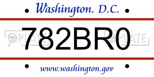 782BR0 District Of Columbia License Plate