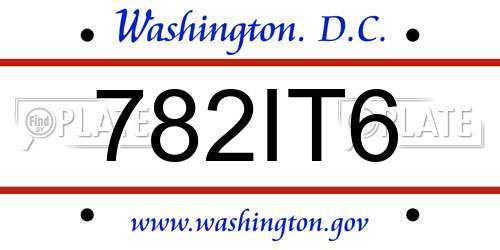 782IT6 District Of Columbia License Plate