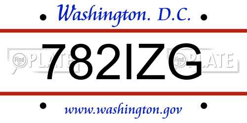 782IZG District Of Columbia License Plate