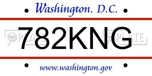 782KNG District Of Columbia License Plate