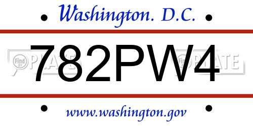 782PW4 District Of Columbia License Plate