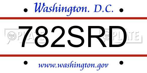 782SRD District Of Columbia License Plate