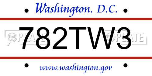 782TW3 District Of Columbia License Plate