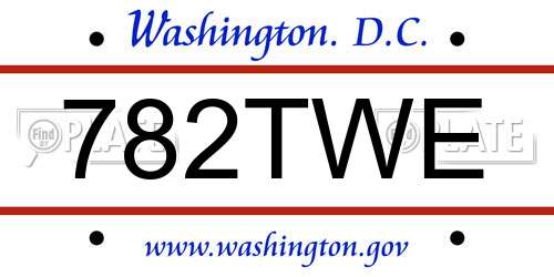 782TWE District Of Columbia License Plate
