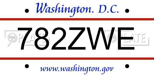 782ZWE District Of Columbia License Plate