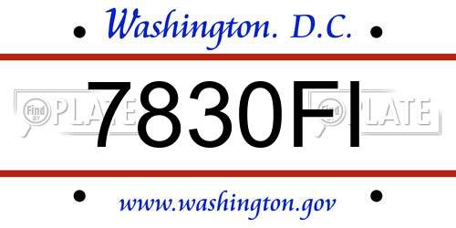 7830FI District Of Columbia License Plate