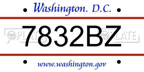 7832BZ District Of Columbia License Plate