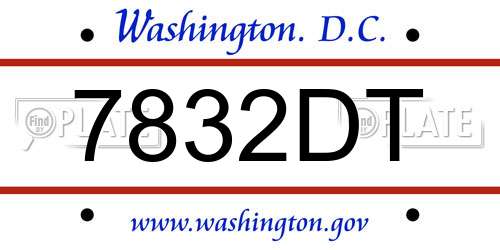 7832DT District Of Columbia License Plate