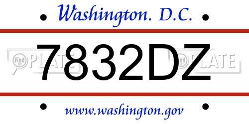 7832DZ District Of Columbia License Plate