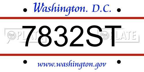 7832ST District Of Columbia License Plate