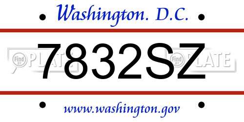 7832SZ District Of Columbia License Plate
