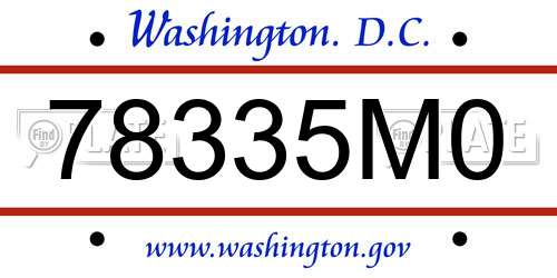 78335M0 District Of Columbia License Plate