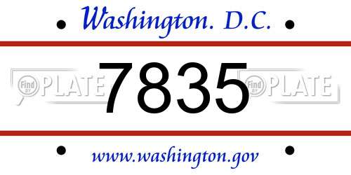 7835 District Of Columbia License Plate