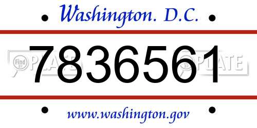 7836561 District Of Columbia License Plate