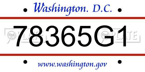 78365G1 District Of Columbia License Plate