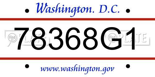 78368G1 District Of Columbia License Plate