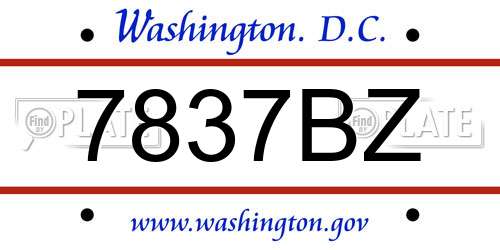 7837BZ District Of Columbia License Plate