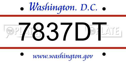 7837DT District Of Columbia License Plate
