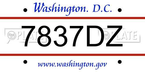 7837DZ District Of Columbia License Plate