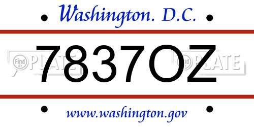 7837OZ District Of Columbia License Plate