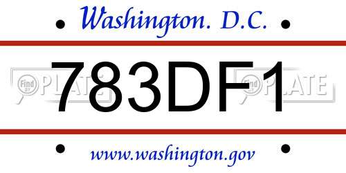 783DF1 District Of Columbia License Plate