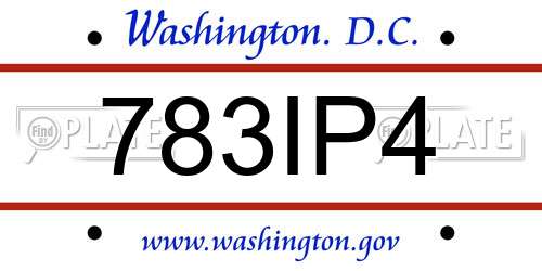 783IP4 District Of Columbia License Plate
