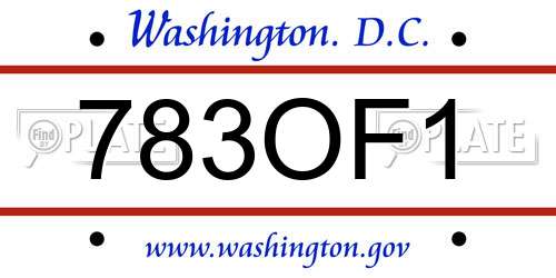 783OF1 District Of Columbia License Plate
